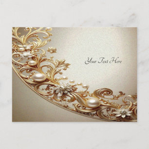 Cartão Postal com Floreio Dourado Ornamentado