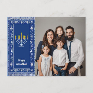 Cartão Postal Com foto🕎 Feliz Hanukkah, Menorah, personalizável