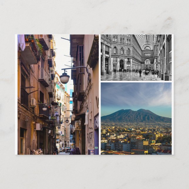 Cartão postal com fotos em Nápoles 3 (Frente)