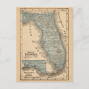 Cartão postal com mapa antigo da Flórida