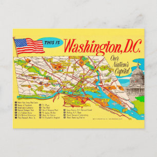 Cartão postal com mapa antigo de Washington DC