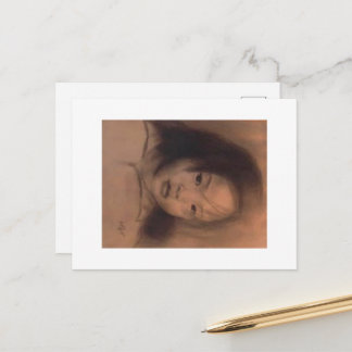 Cartão postal com meu próprio esboço de uma garota