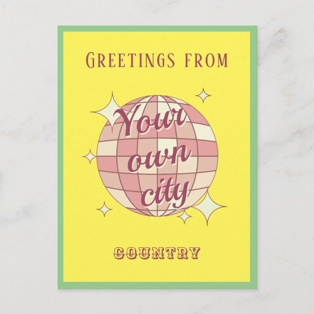 Cartão postal com nome de cidade personalizável am (Frente)