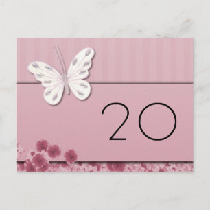 Cartão postal com número de borboletas e flores