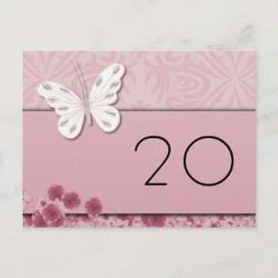 Cartão postal com número de borboletas e flores