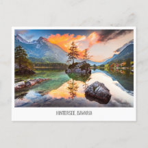Cartão postal com o lago Hintersee, Baviera, Alema