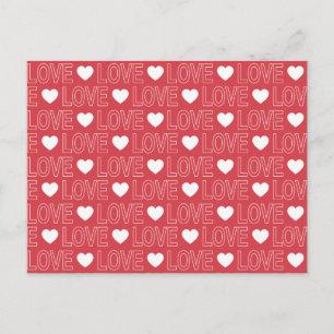 Cartão postal com padrão de amor - Contorno Branco