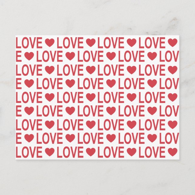 Cartão postal com padrão de amor vermelho (Frente)