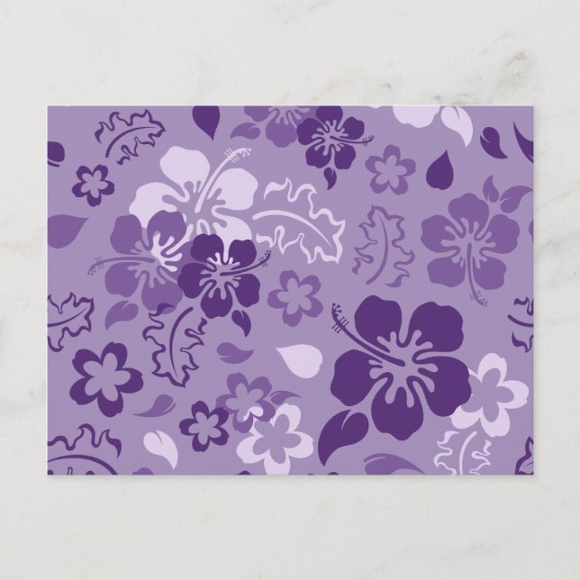 Cartão postal com padrão de flor de hibisco (Frente)
