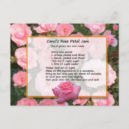 Cartão postal com receita de geleia de pétala de r
