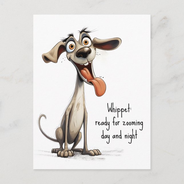Cartão Postal Com texto personalizado, 🐶whippet louco 🤪 (Frente)