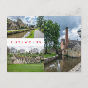 Cartão postal com vista de Bibury e Lower Slaughte