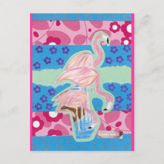 Cartão Postal Coma, Beba, Seja Feliz Flamingos
