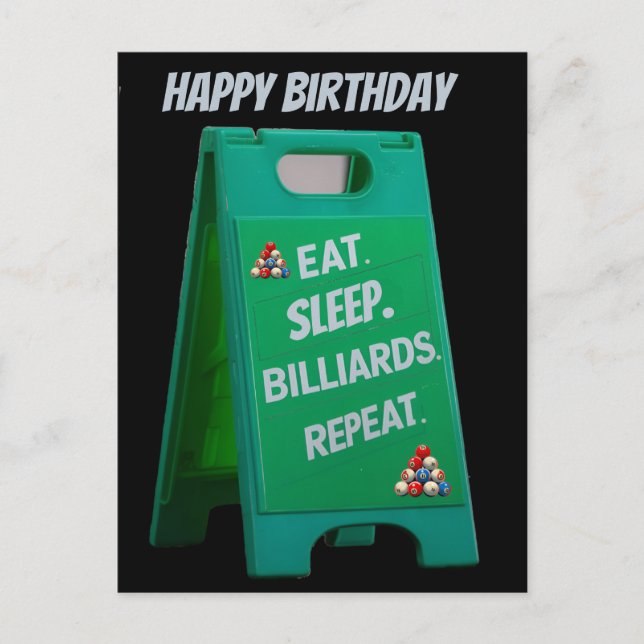 Cartão Postal Coma bilhar repetir sinal plástico verde (Frente)