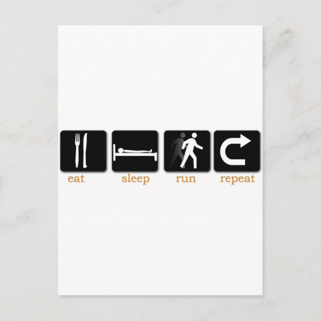 Cartão Postal Coma Dormir Correr Repetir (Frente)
