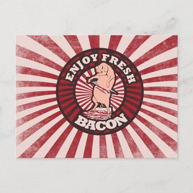 Cartão Postal Coma Fresca Bacon Engraçado Parody (Frente)