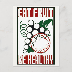 Cartão Postal Coma Fruta - Seja saudável - Poster WPA - Promoção