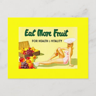 Cartão Postal Coma mais Fruta - Anúncio ventilado ca 1940s