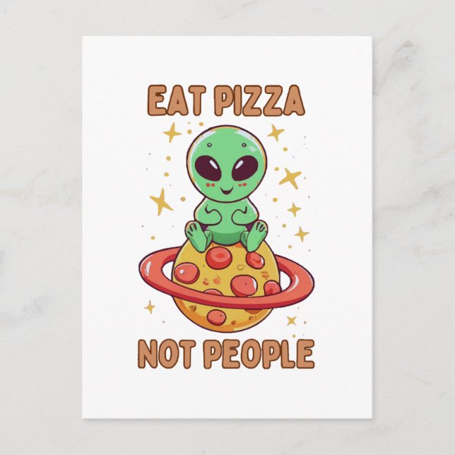Cartão Postal Coma pizza não pessoas (Frente)
