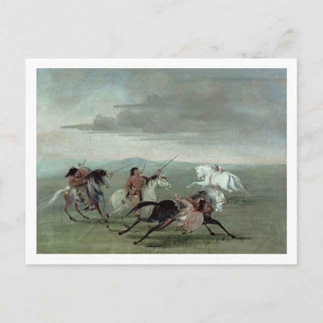 Cartão Postal Comanche Feats of Martial Horsemship, 1834 (petról (Frente)
