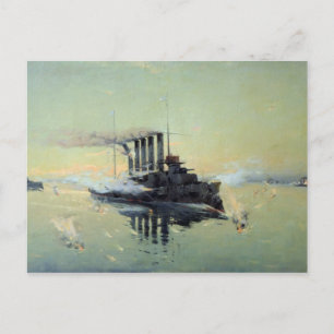 Cartão Postal Combate à Cruiser Askold