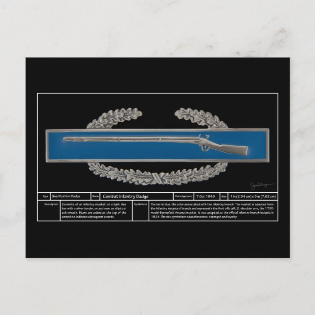 Cartão Postal Combater Crachá de Infantaria Técnica (Frente)