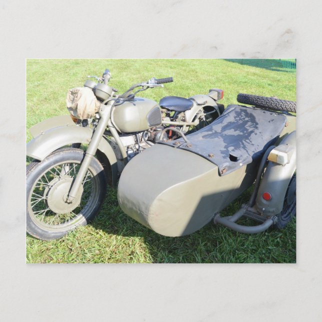 Cartão Postal Combinação militar da motocicleta do vintage (Frente)