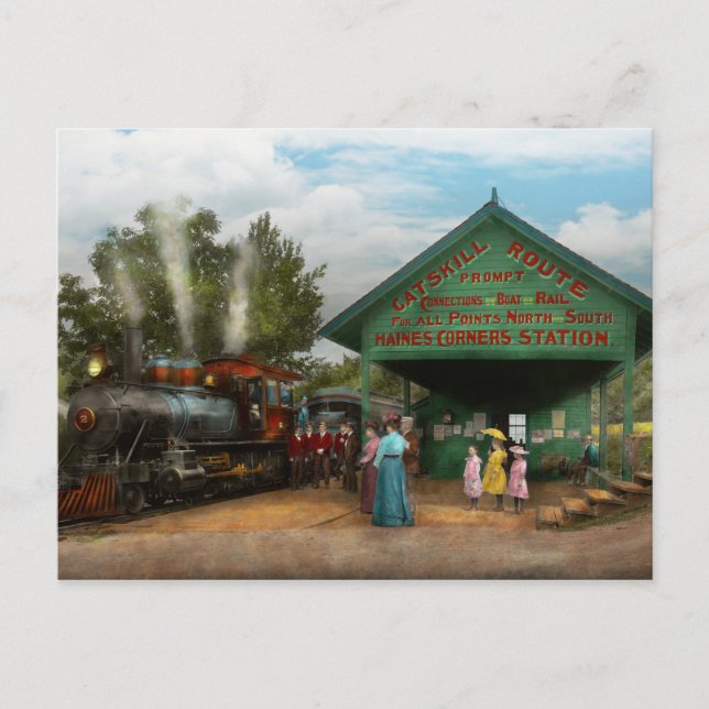 Cartão Postal Comboio - Capacitação, NY - À espera da partida de (Frente)