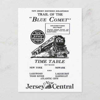 Cartão Postal Comboio Central Blue Comet de Nova Jersey