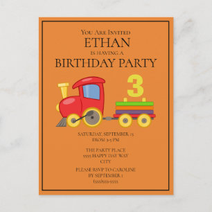 Cartão Postal Comboio Colorido no aniversário de 3 anos de Orang
