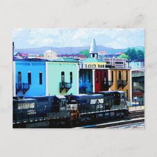 Cartão Postal Comboio com duas locomotivas Roanoke, VA