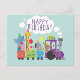 Cartão Postal Comboio de bonitinhos de aniversário de zoo