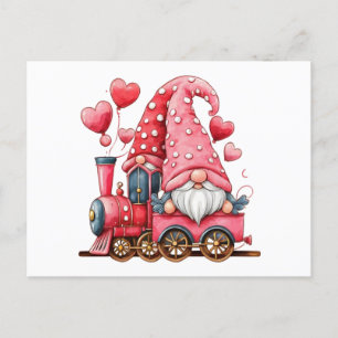 Cartão Postal Comboio de Namorados do Casal Gnomo Red Hearts