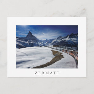 Cartão Postal Comboio ferroviário de Gornergrat e Matterhorn em 