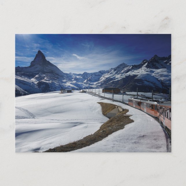 Cartão Postal Comboio ferroviário de Gornergrat e Matterhorn em  (Frente)