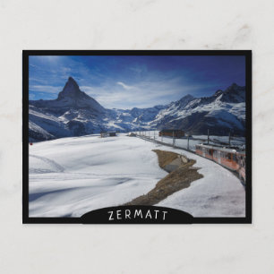Cartão Postal Comboio ferroviário Gornergrat e Matterhorn em Zer