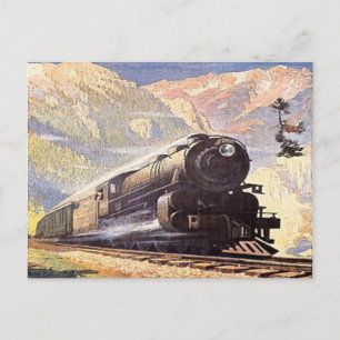 Cartão Postal comboio ferroviário vintage retro-locomotiva turis