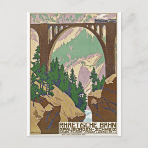Cartão Postal Comboio sobre a ponte, Graubünden, Suiça
