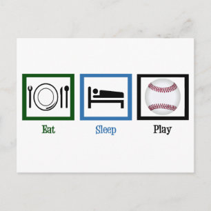 Cartão Postal Come Sleep Play Baseball