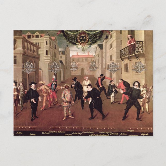 Cartão Postal Comediantes italianos e franceses (Frente)