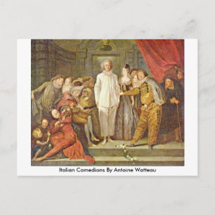 Cartão Postal Comediantes Italianos Por Antoine Watteau