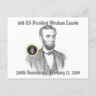 Cartão Postal Comemorativa do 200º aniversário de Abraham Lincol