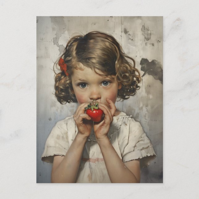 Cartão Postal Comendo morango (Frente)