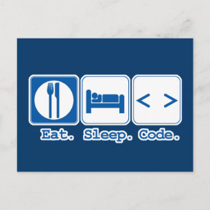 Cartão Postal comer dormir codificar (html)