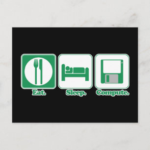 Cartão Postal comer dormir computador (verde)