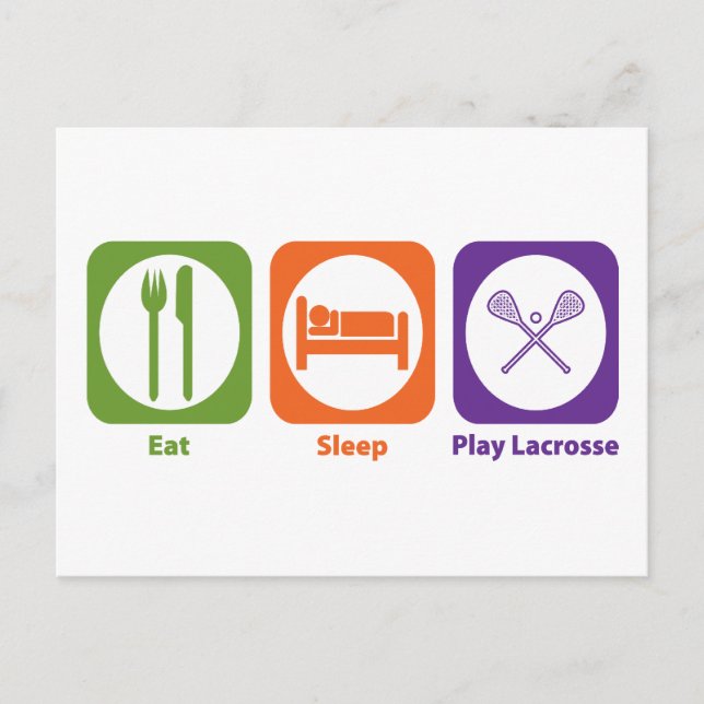 Cartão Postal Comer Dormir Jogar Lacrosse (Frente)