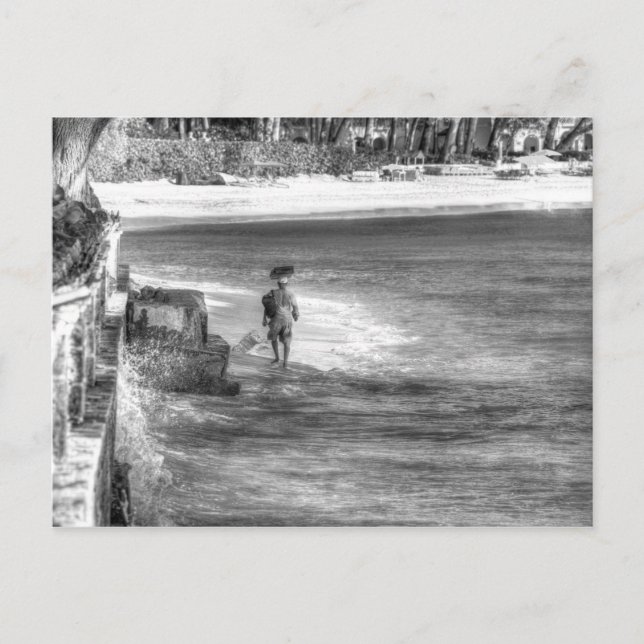 Cartão Postal Comerciante da Praia de Barbados (Frente)