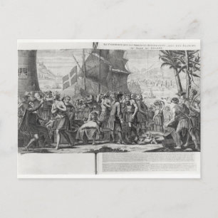 Cartão Postal Comércio entre índios mexicanos e franceses