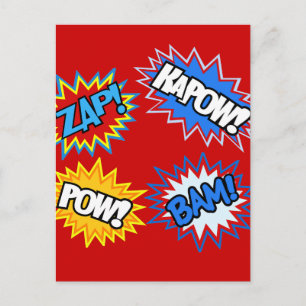 Cartão Postal Comic Book Pow! Bursts