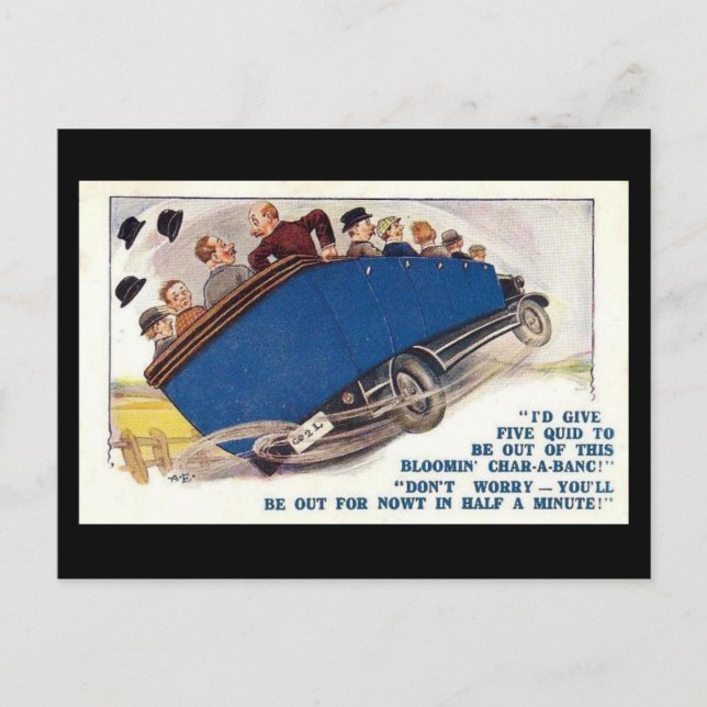 Cartão Postal Cômico Antigo - Char-a-banc (Frente)